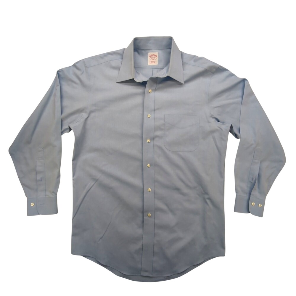 Brooks Brothers Shirt Mens 15 Regular Fit 346 Non-Iron Blue Dress Button Down